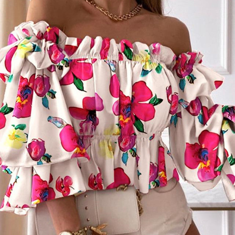 Women's Long Sleeve Blouse - Sexy Casual Shirt Rose Red