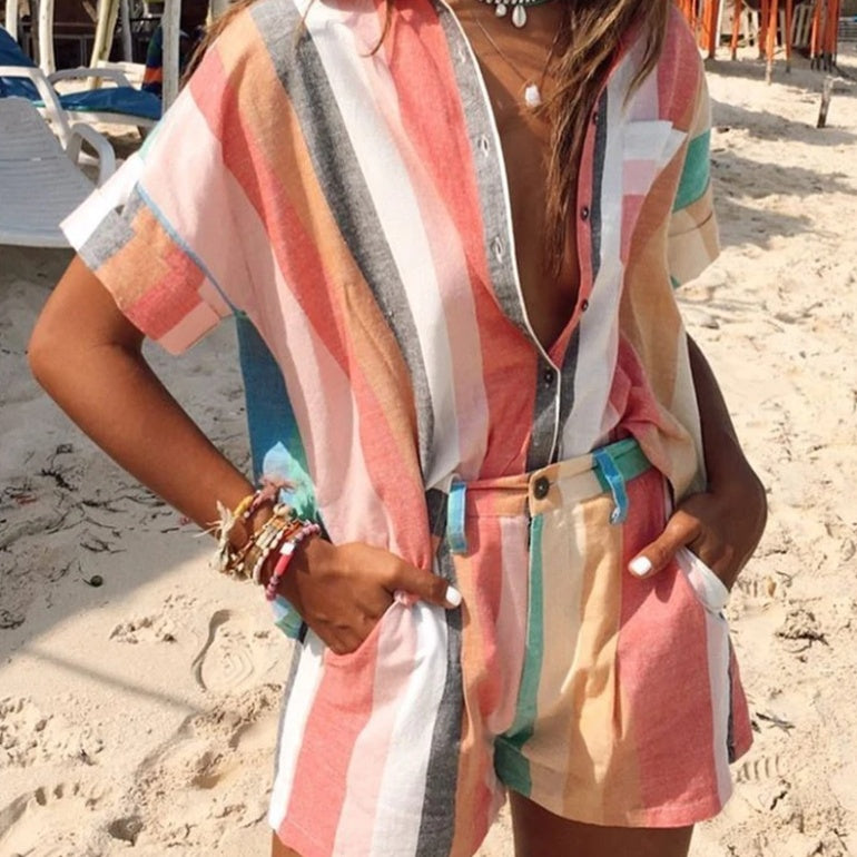 Striped Comfortable Jumpsuit - Casual One-Piece