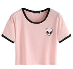 Alien Graphic Crop Top - Short Sleeve Casual Tee 4