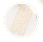 Girl's Strawberry Mid-Calf Socks - Breathable Ruffle Design Dot Average Size