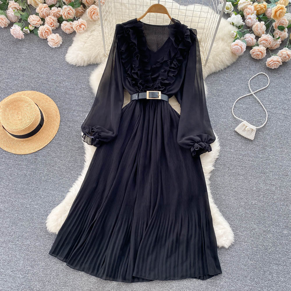 Summer Long Sleeve Chiffon Dress - Elegant Style