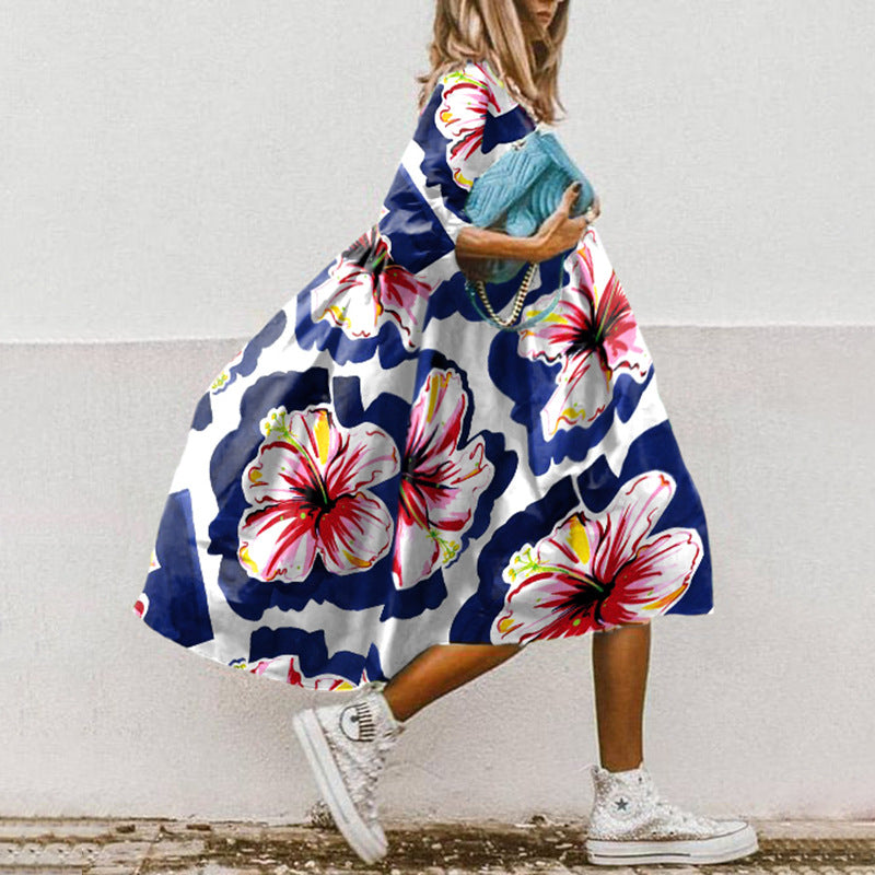 Summer Loose High Waist Dress - Sweet Printed Style BLQ22091WH
