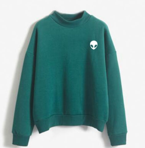 Alien Graphic Sweatshirt - Casual Pullover Hoodie