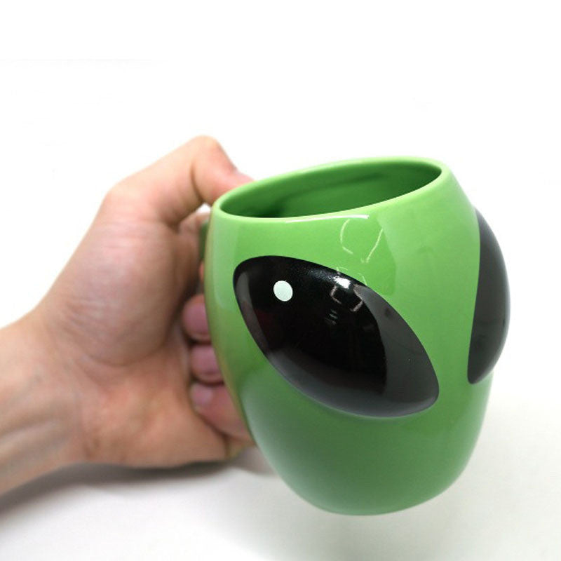 Alien Ceramic Mug - Cartoon Design Coffee Cup 301-400ml Green