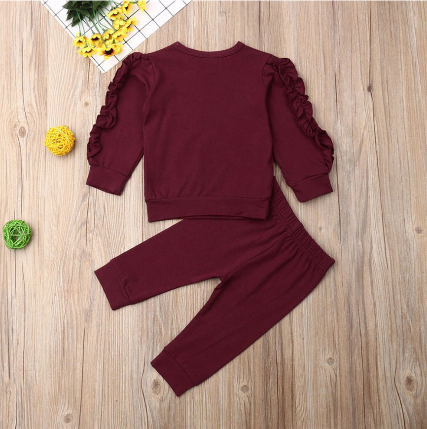 Newborn Baby 2-Piece Outfit Set – Ruffle Jumper & Pants, Long Sleeve