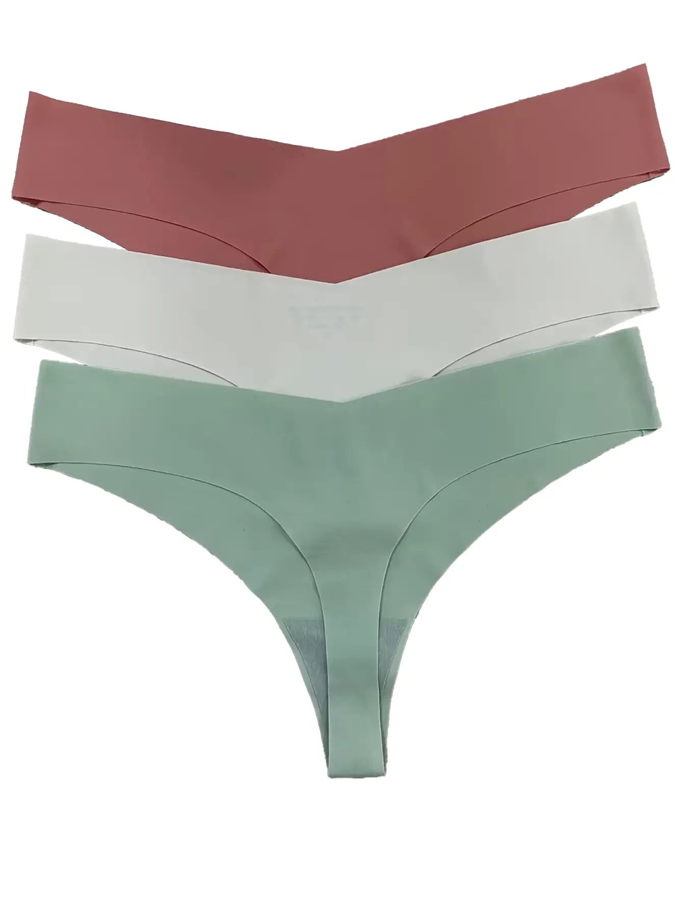 Women’s Low Waist Seamless T-Back Panties – Ice Silk, Cotton Crotch 3PCS Set WRG