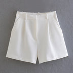 Women's Fashionable All-match High Waist Casual Suit Shorts White