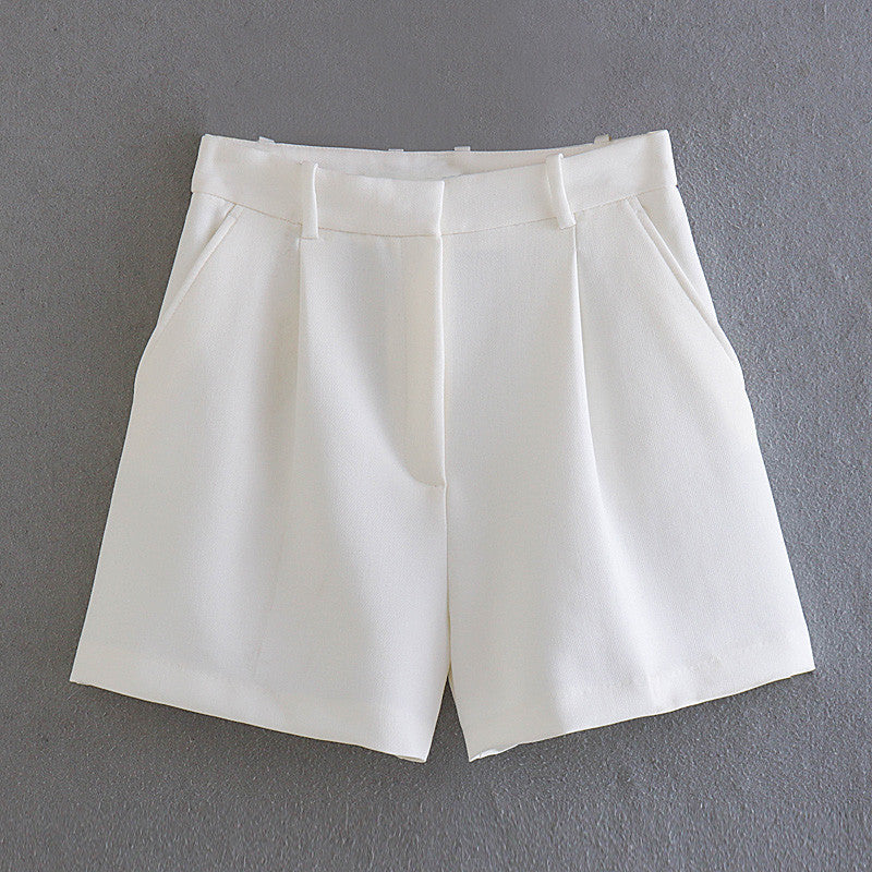 Women's Fashionable All-match High Waist Casual Suit Shorts White