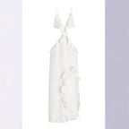 Backless Lace Dress - White Asymmetrical Spring Summer