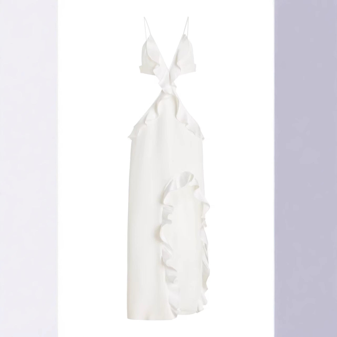 Backless Lace Dress - White Asymmetrical Spring Summer
