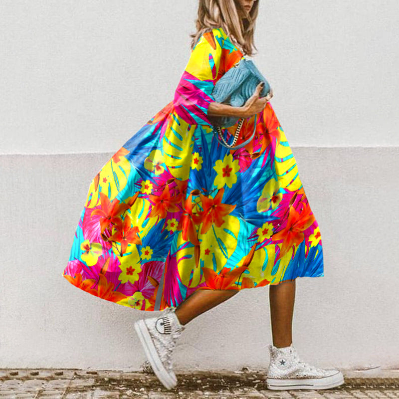 Summer Loose High Waist Dress - Sweet Printed Style BLQ22091WJ