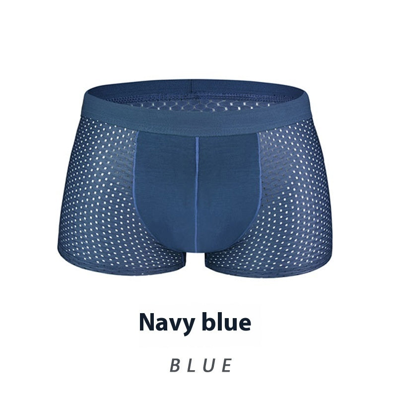 Ice Silk Men's Shorts Head Plus Size Boxer Briefs Blue