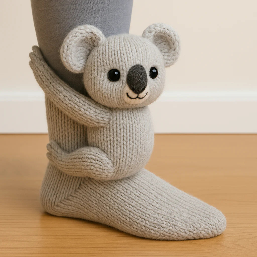 Plush Crochet Animal Cute Animal Socks Koala Average Size