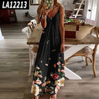 Summer Beach Sling Dress - Abstract Print Slim Fit 6pattern