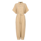 Retro Button-Front Jumpsuit - Vintage Loose Fit