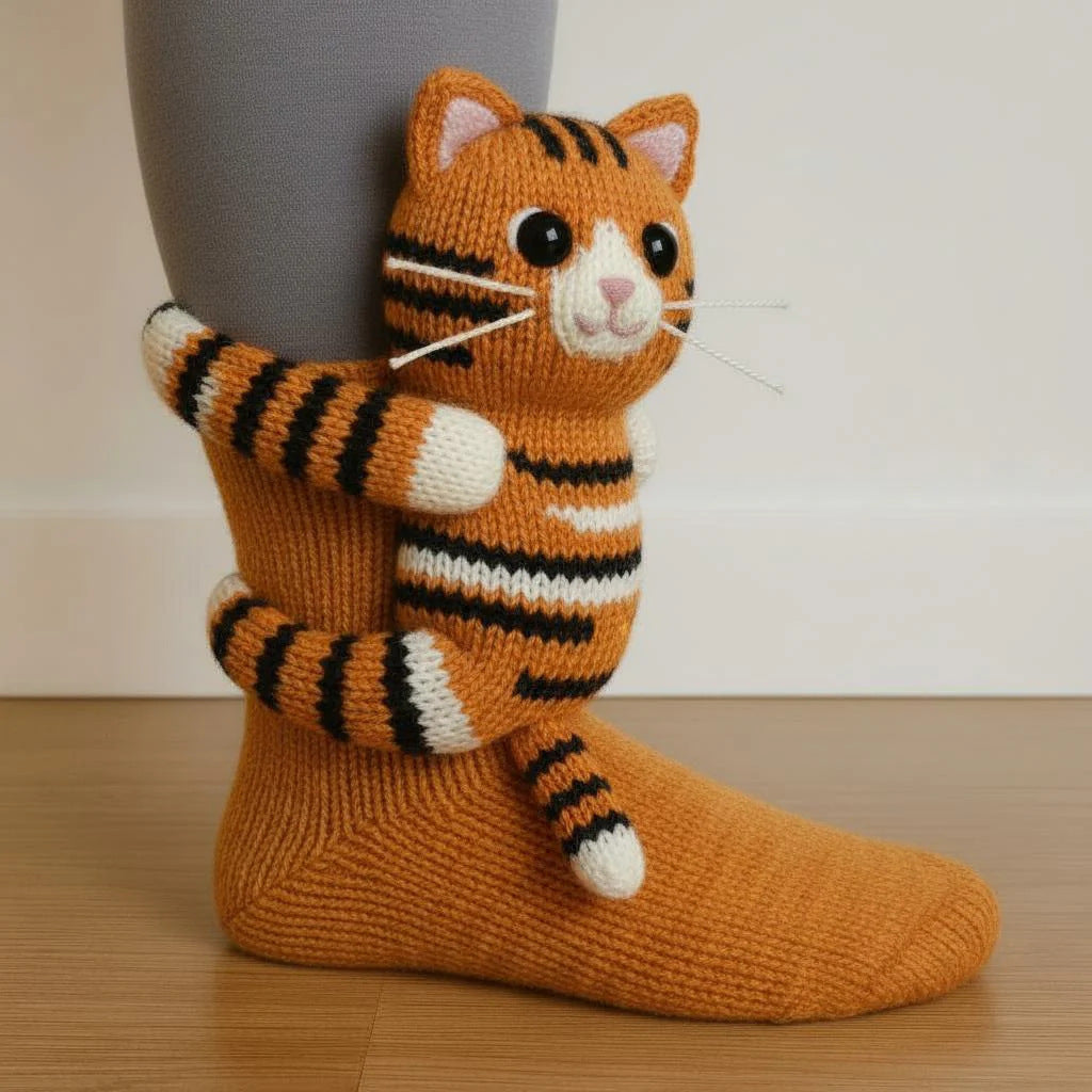 Plush Crochet Animal Cute Animal Socks Little Tiger Average Size
