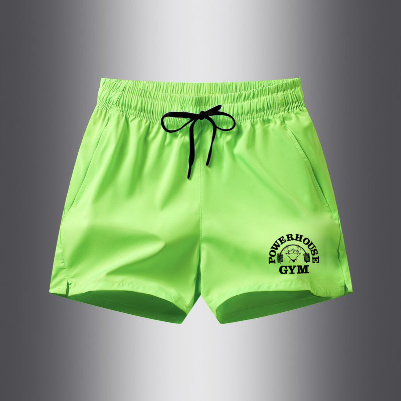 Men's Ice Silk Leisure Sports 3-point Shorts Fluorescent Green