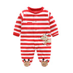 Spring & Autumn Infant Romper - Comfortable Baby Onesie Y Red Thin Stripes Deer