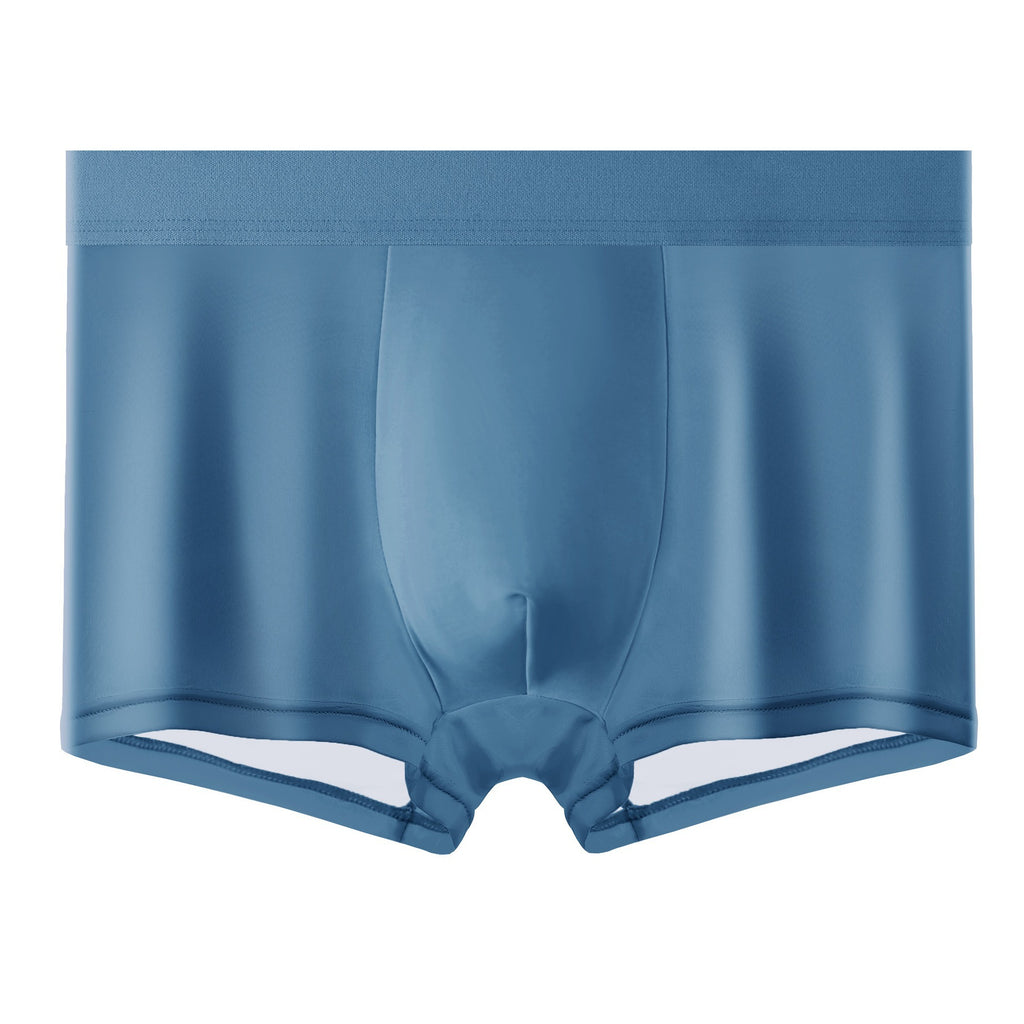 Men's Flat-cut Ice Silk Shorts Gray And Blue