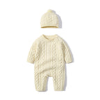 Baby Autumn Winter Knitted Onesie - Cozy Romper Beige