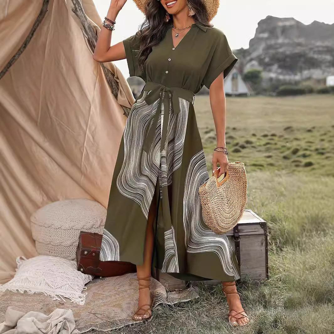 Summer Elegance Temperament Printed Dress
