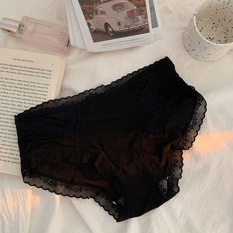 Pure Desire Sexy Hollow Out Lace Underwear Female Sweet Girl Black