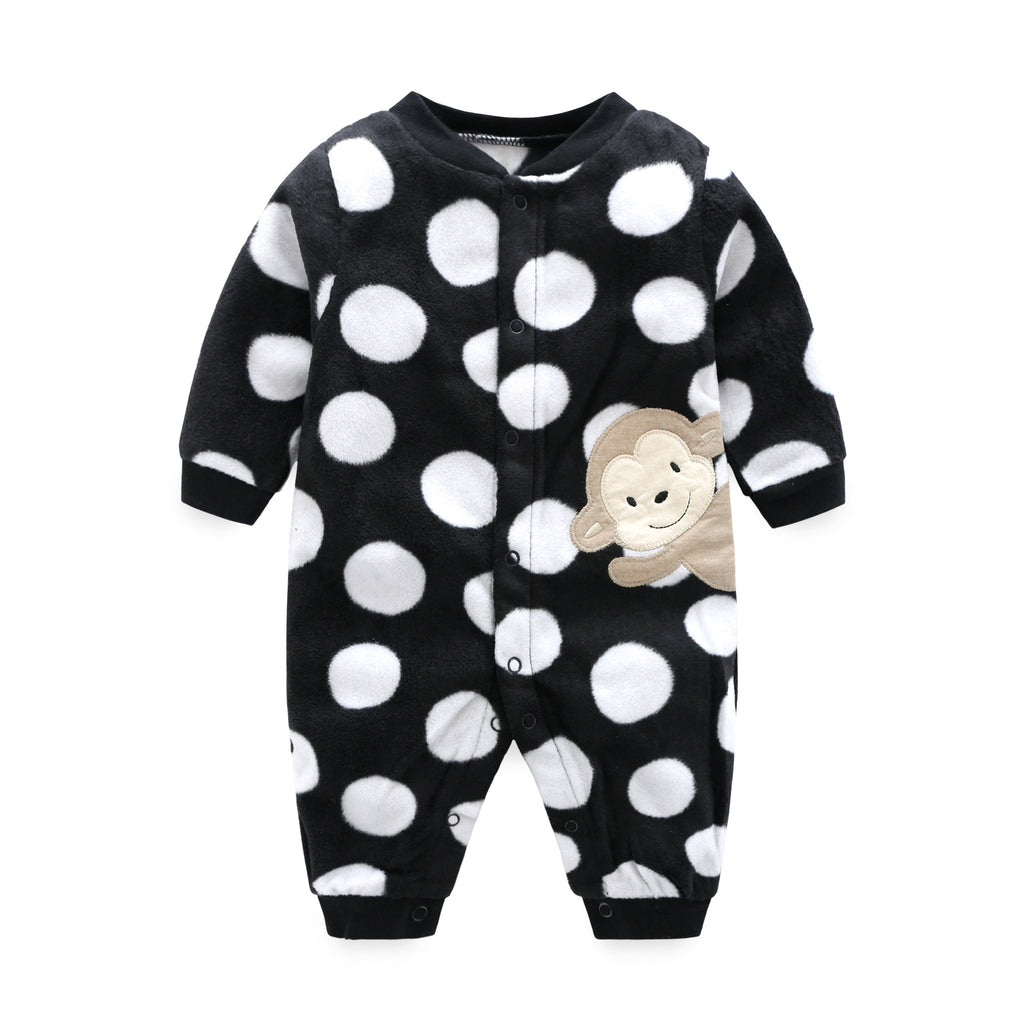 Spring & Autumn Infant Romper - Comfortable Baby Onesie Y Black Dot Monkey