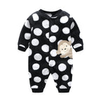 Spring & Autumn Infant Romper - Comfortable Baby Onesie Y Black Dot Monkey