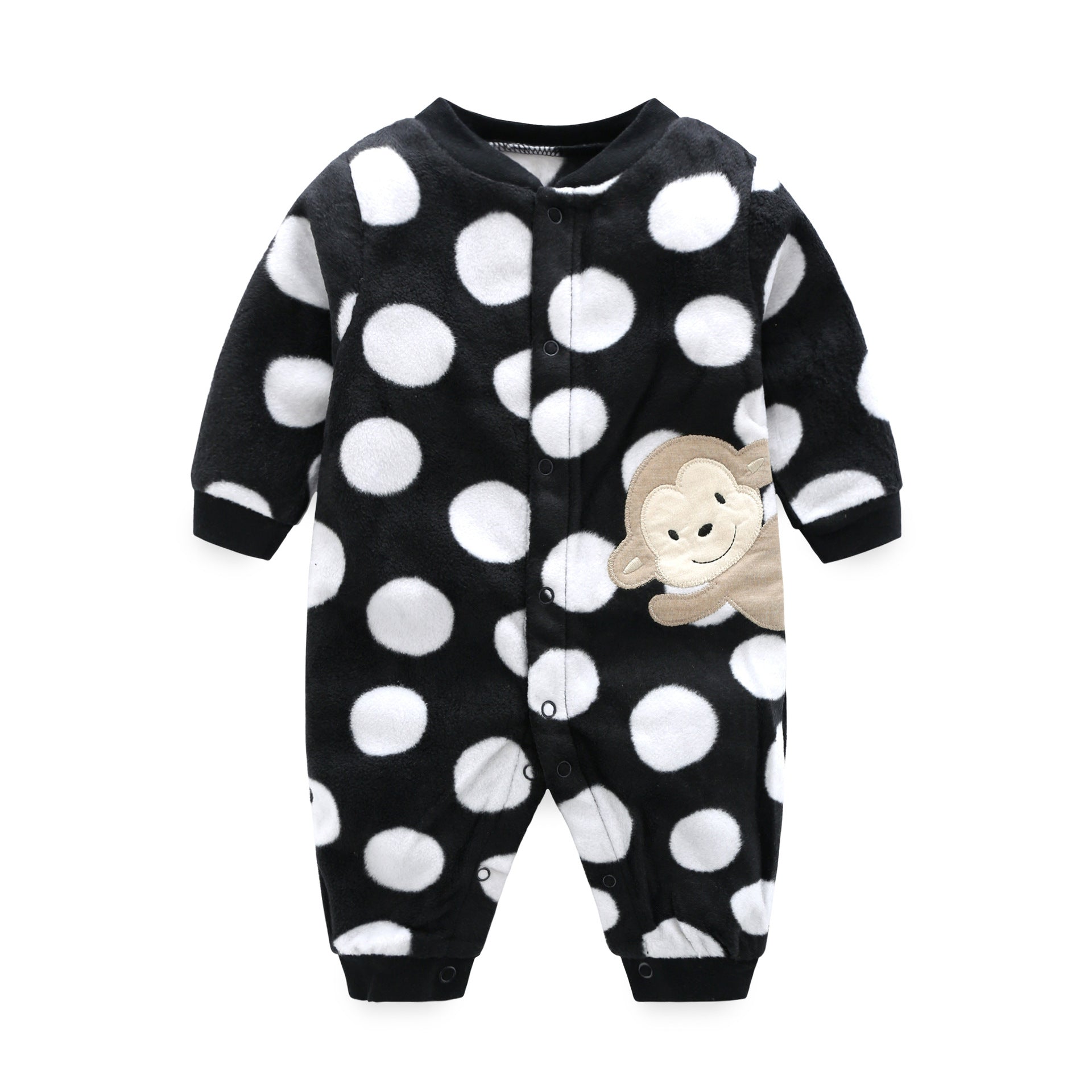 Spring & Autumn Infant Romper - Comfortable Baby Onesie Y Black Dot Monkey