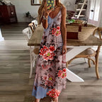 Summer Beach Sling Dress - Abstract Print Slim Fit