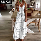 Summer Beach Sling Dress - Abstract Print Slim Fit