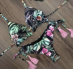 Printed Tassel Bikini Set - Multi-Color Two-Piece Y259