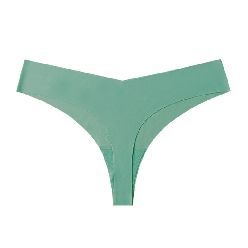 Women’s Low Waist Seamless T-Back Panties – Ice Silk, Cotton Crotch