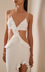 Backless Lace Dress - White Asymmetrical Spring Summer White