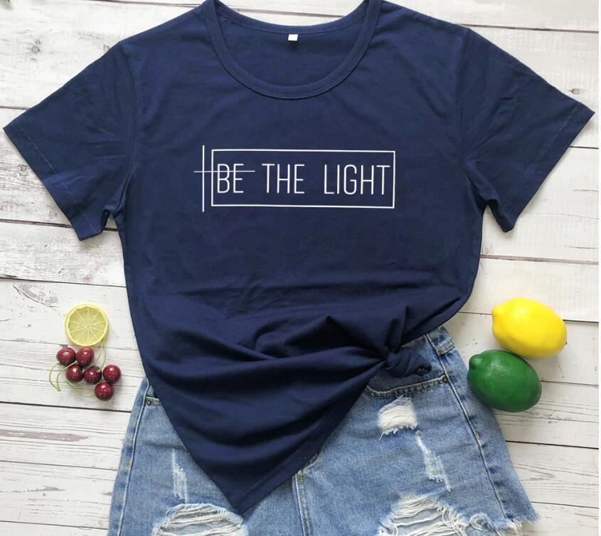 Men's Women's European And American T-shirts Navy blue white lettering