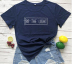 Men's Women's European And American T-shirts Navy blue white lettering
