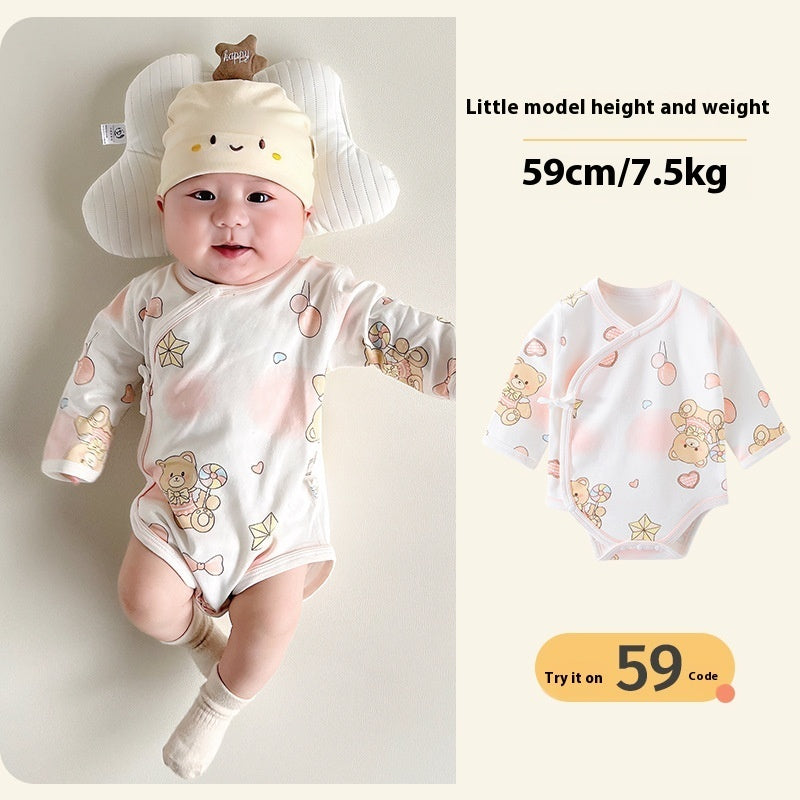 Baby Pure Cotton Romper - Class A Boneless Spring & Autumn Rainbow Bear