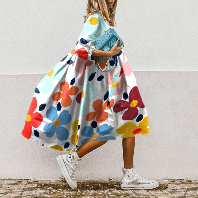Summer Loose High Waist Dress - Sweet Printed Style BLQP2J2102179